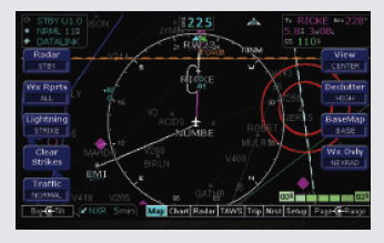 Avidyne EX500 with Terrain Displayed